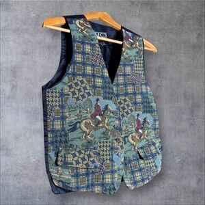 Vintage equestrian tapestry cottage core vest size small